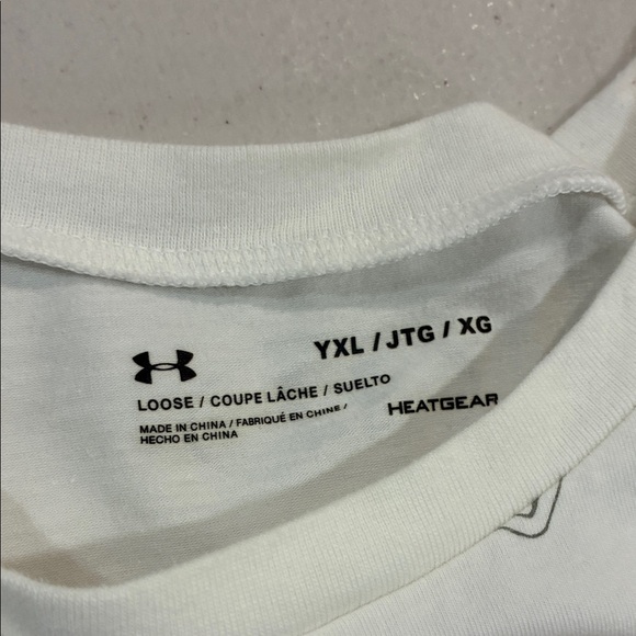 Under Armour Kids' White and Gray Basketball Tee - Picture 2 of 3